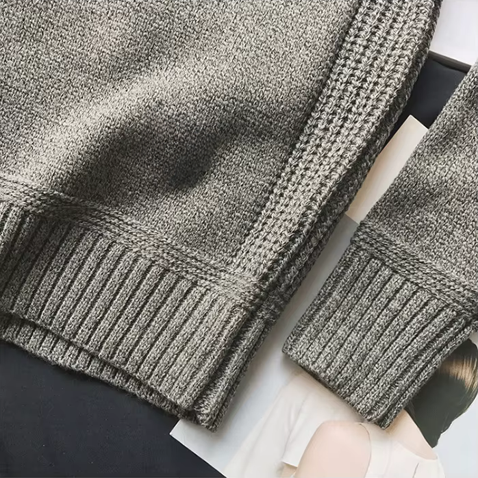 Boston Wool Haven sweater til mænd - Elegant rund hals med corduroy albuebeskyttere, varm uld-bomuldsblanding