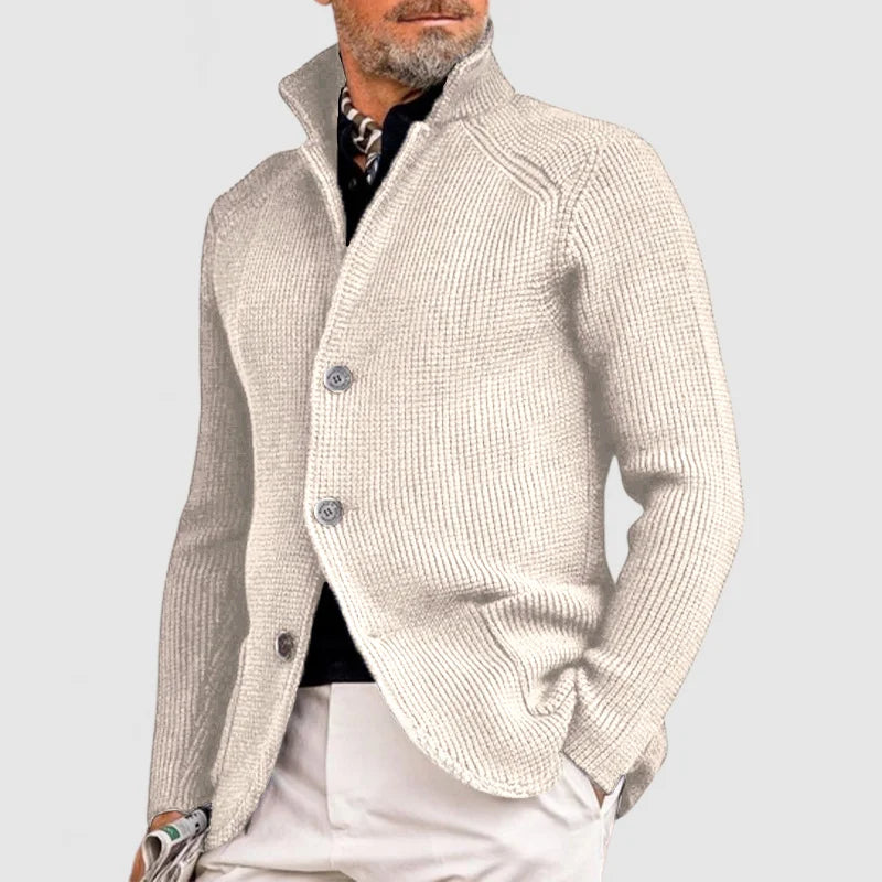 Sort herrecardigan - Klassisk strikket sweater med knapper og lommer for elegant stil