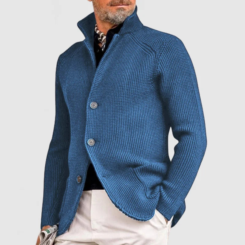 Sort herrecardigan - Klassisk strikket sweater med knapper og lommer for elegant stil