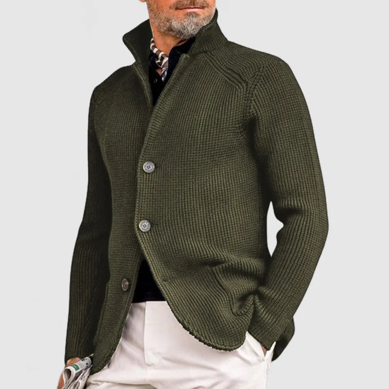 Sort herrecardigan - Klassisk strikket sweater med knapper og lommer for elegant stil
