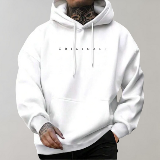 Oversized minimalistisk hættetrøje til mænd - afslappet streetwear-sweatshirt i blød polyesterfiber