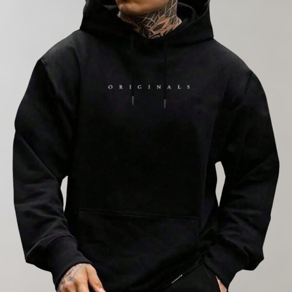 Oversized minimalistisk hættetrøje til mænd - afslappet streetwear-sweatshirt i blød polyesterfiber