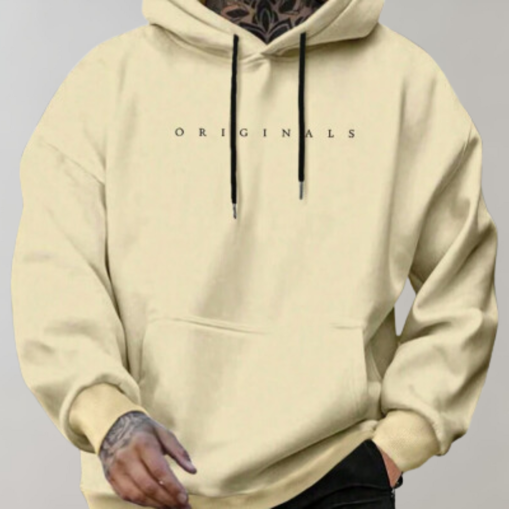 Oversized minimalistisk hættetrøje til mænd - afslappet streetwear-sweatshirt i blød polyesterfiber