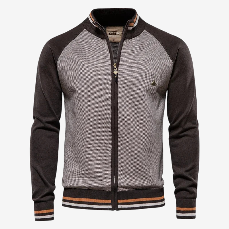Slim Fit Stribet Cardigan til Herrer - Lynlåslukning, Lange Ærmer, Stretchbomuldsblanding, Stilfuld Komfort