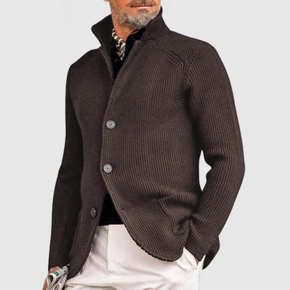 Sort herrecardigan - Klassisk strikket sweater med knapper og lommer for elegant stil