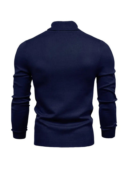 Herresweater med slim fit rullekrave - Blødt strikstof til smart fritidstøj, lange ærmer, ribbede manchetter, efterår/vinter